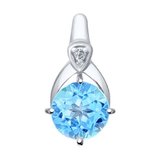 Подвеска из серебра с топазом и фианитом из серебро