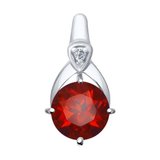 Подвеска из серебра с гранатом и фианитом из серебро