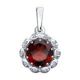 Подвеска из серебра с гранатом и фианитами из серебро