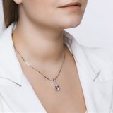 Подвеска из серебра с ситаллом и голубыми и сиреневыми фианитами из серебро — вид 2