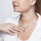 Подвеска из серебра с ситаллом и голубыми и сиреневыми фианитами из серебро — вид 3