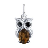 Подвеска из серебра с раухтопазом и фианитами из серебро