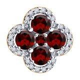 Подвеска из золочёного серебра с гранатами и фианитами из серебро