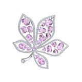 Брошь из серебра с аметистами и фианитами из серебро