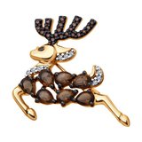 Брошь из золочёного серебра с раухтопазами и фианитами из серебро