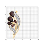 Брошь из золочёного серебра с гранатами и фианитами из серебро — вид 5