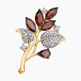 Брошь из золочёного серебра с гранатами и фианитами из серебро