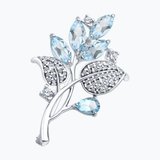 Брошь из серебра с топазами и фианитами из серебро