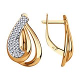 Серьги из золочёного серебра с фианитами из серебро