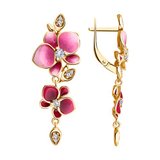 Серьги из золочёного серебра с фианитами и эмалью из серебро
