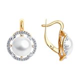 Серьги из золочёного серебра с жемчугом и фианитами из серебро