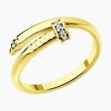 Кольцо серебро, Вермель золото 24 карата с фианитами из серебро