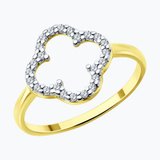 Кольцо серебро, Вермель золото 24 карата с фианитами из серебро