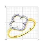 Кольцо серебро, Вермель золото 24 карата с фианитами из серебро — вид 3