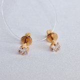 Серьги-пусеты из золочёного серебра с фианитами из серебро