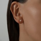 Серьги-пусеты из золочёного серебра с фианитами из серебро — вид 2