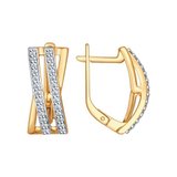 Серьги из золочёного серебра с фианитами из серебро