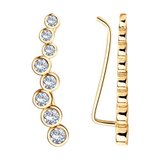 Серьги из золочёного серебра с фианитами из серебро