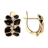 Серьги из золочёного серебра с фианитами и эмалью из серебро