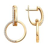 Серьги из золочёного серебра с фианитами из серебро