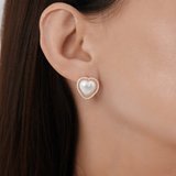 Серьги из золочёного серебра с синтетическим жемчугом и фианитами из серебро — вид 3