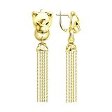 Серьги серебро, покрытие Вермель золото 999 пробы с эмалью из серебро