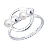 Кольцо из серебра с синтетическим жемчугом из серебро