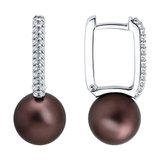 Серьги из серебра с синтетическим жемчугом и фианитами из серебро