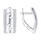 Серьги из серебра с фианитами и эмалью из серебро