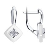 Серьги из серебра с керамическими вставками и фианитами из серебро