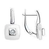 Серьги из серебра с керамическими вставками и фианитами из серебро