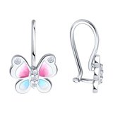 Серьги из серебра с фианитами и эмалью из серебро