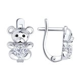 Серьги из серебра с фианитами и эмалью из серебро