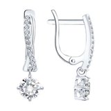 Серьги из серебра с фианитами из серебро