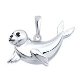 Подвеска из серебра с эмалью "Нерпа" из серебро