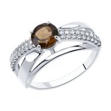 Кольцо из серебра с раухтопазом и фианитами из серебро