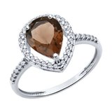 Кольцо из серебра с раухтопазом и фианитами из серебро