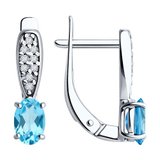 Серьги из серебра с топазами и фианитами из серебро