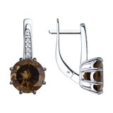 Серьги из серебра с раухтопазами и фианитами из серебро