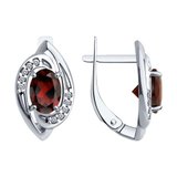 Серьги из серебра с гранатами и фианитами из серебро