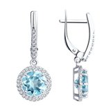 Серьги из серебра с топазами и фианитами из серебро