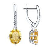 Серьги из серебра с цитринами и фианитами из серебро