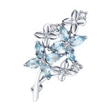 Брошь из серебра с топазами и фианитами из серебро