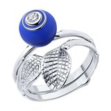 Кольцо из серебра с эмалью с фианитом из серебро