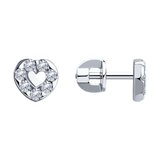 Серьги-пусеты из серебра с фианитами из родированное серебро