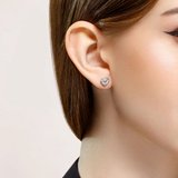 Серьги-пусеты из серебра с фианитами из родированное серебро — вид 3