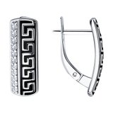 Серьги из серебра с эмалью с фианитами из серебро