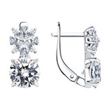 Серьги из серебра с фианитами из серебро