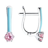 Серьги из серебра с эмалью и фианитами из серебро