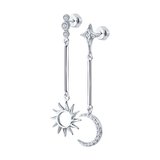 Серьги из серебра с фианитами из серебро